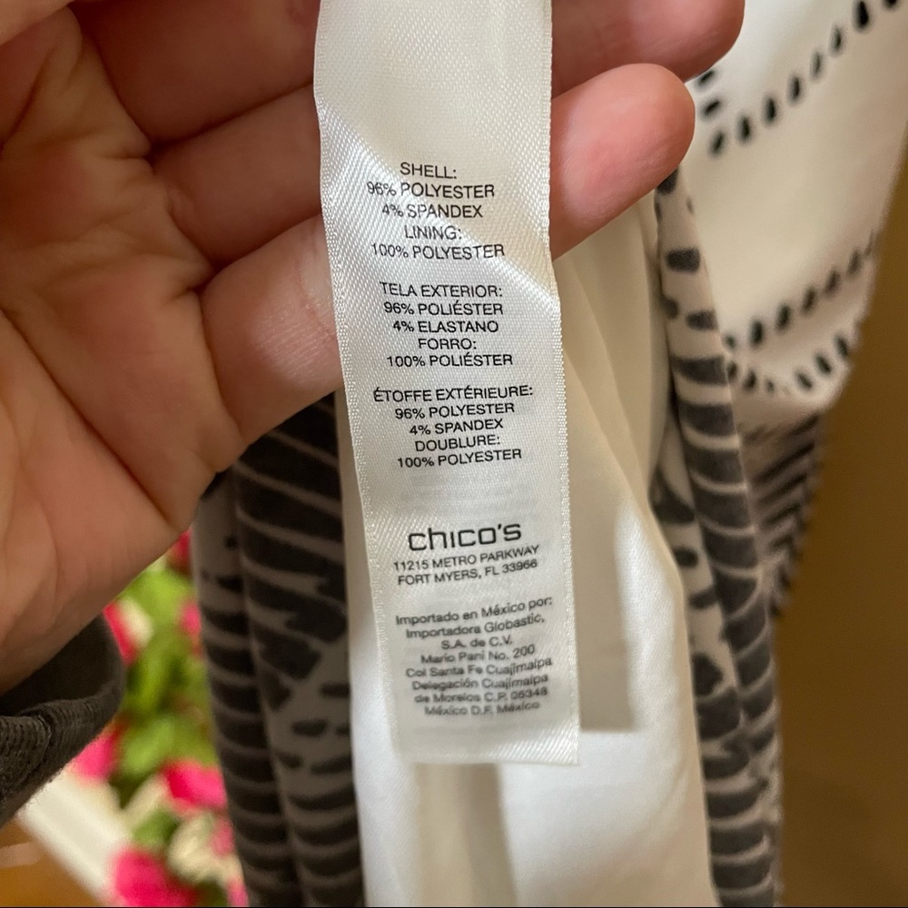 Chico’s Graphic Diamond Greta Maxi Dress Black & White Size L/12 - Picture 12 of 16